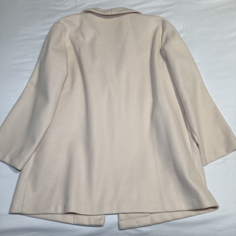 Womens Cream One Button Collared Coat Jacket Blazer Oversize Size XL Pockets EUC - Picture 11 of 13